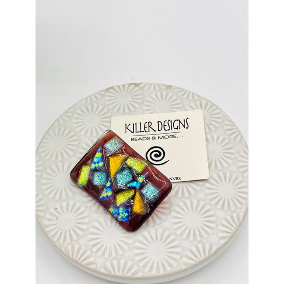 Killer Design  Fused Glass Graphic Pendant /  Pin | NWT - Picture 4 of 7